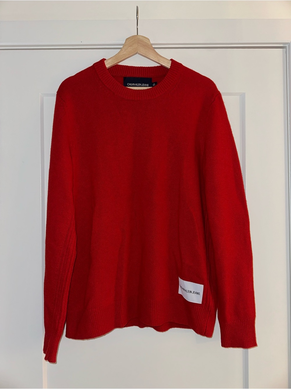 NWOT Calvin Klein Jeans Red Merino Wool Blend Crewneck Sweater - Size M